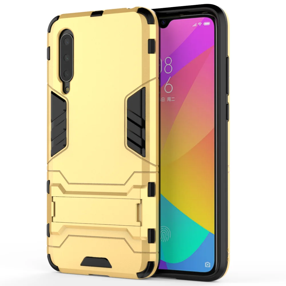 Bracket Gold Xiaomi Mi 9 Lite A3 Lite Гибридный противоударный бронированный автомобильный чехол для телефона с кольцом-подставкой для Mi A3Lite 9 Lite CC9 CC9E чехол-Кобура - Цвет: Bracket Gold