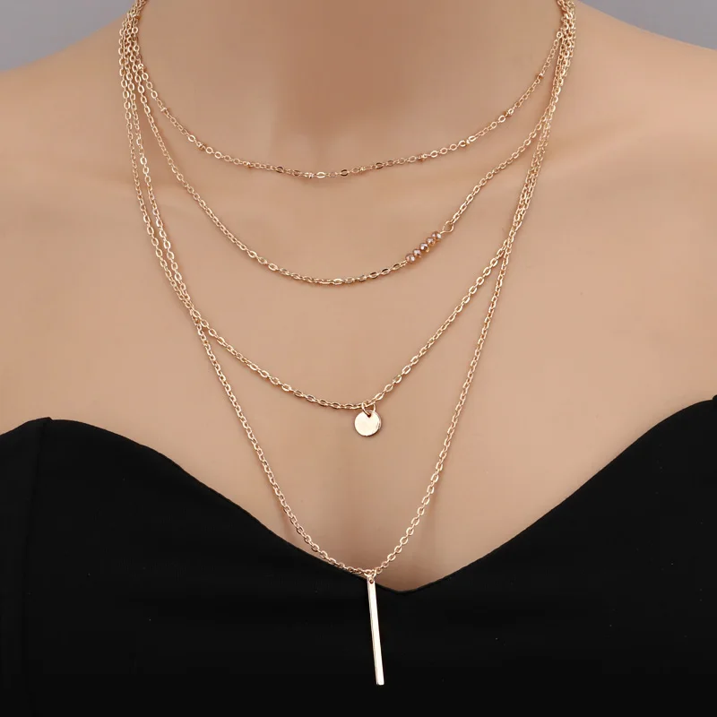 

Tenande New Arrived Multi-Layer Infinity Leaves Cross Simulated Pearl Feather Chain Necklaces & Pendants for Women Bohemia Gifts