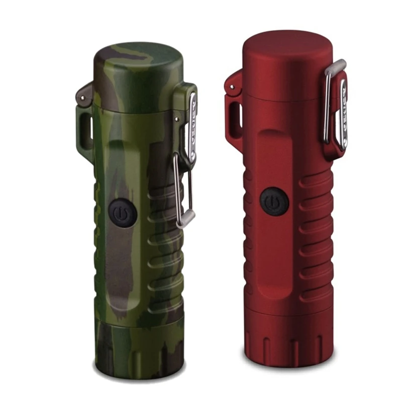 Многофункциональная USB-зажигалка с двойной дугой и фонариком 2 шт. красная