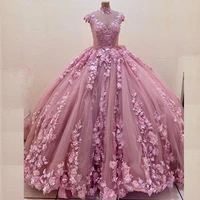 quinceanera dresses 3d floral beads high neck ball gown sweet 15 gowns appliques beads floor length vestidos 16 anos