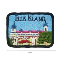 personalised logo custom made iron on patch ellis island badges embroidered diy patch for giveaway promotional gifts