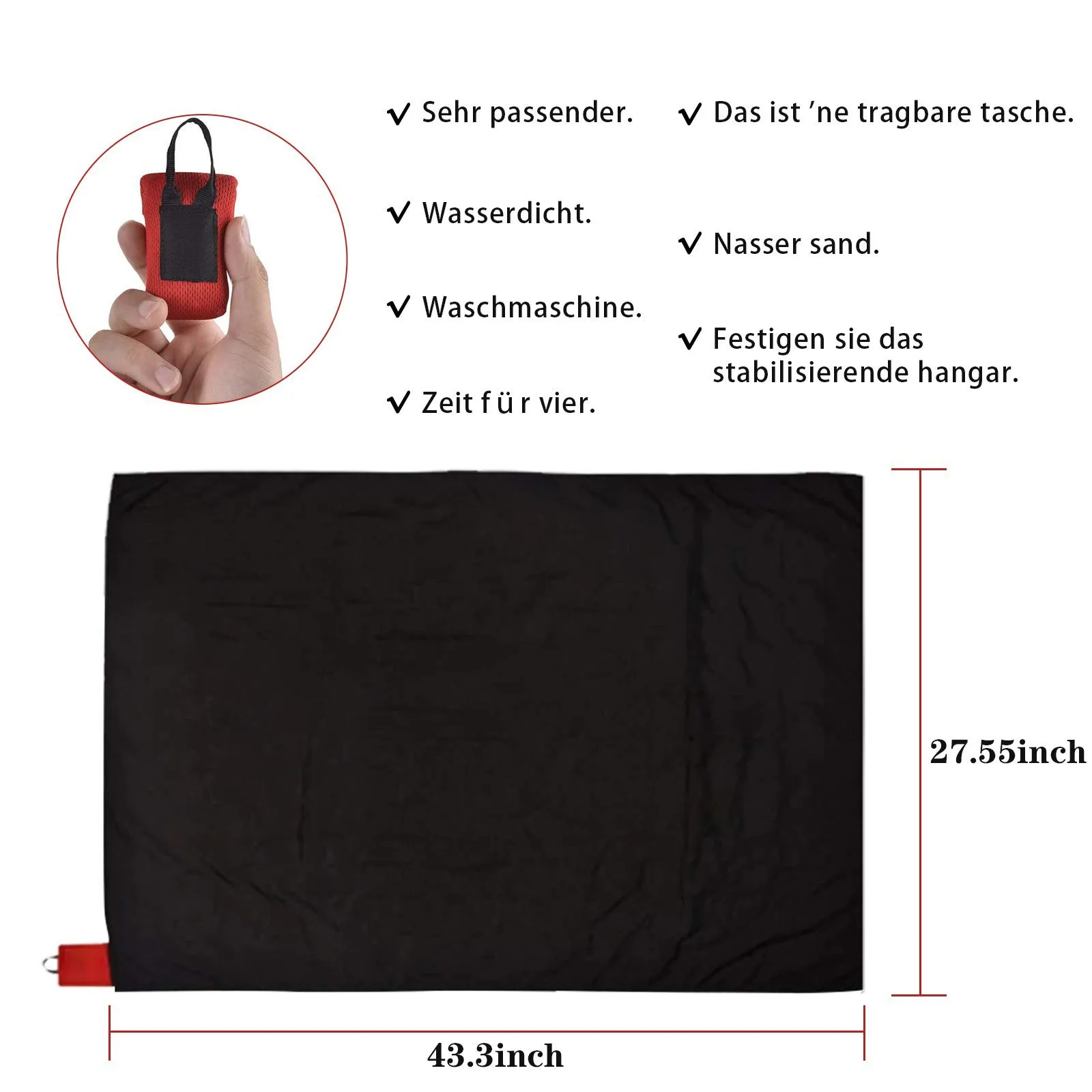 

Waterproof Blanket Portable Mini Picnic Bag Foldable Pocket Beach Mat 70x110cm Easy To Clean Easily Folded Into A Travel Bag