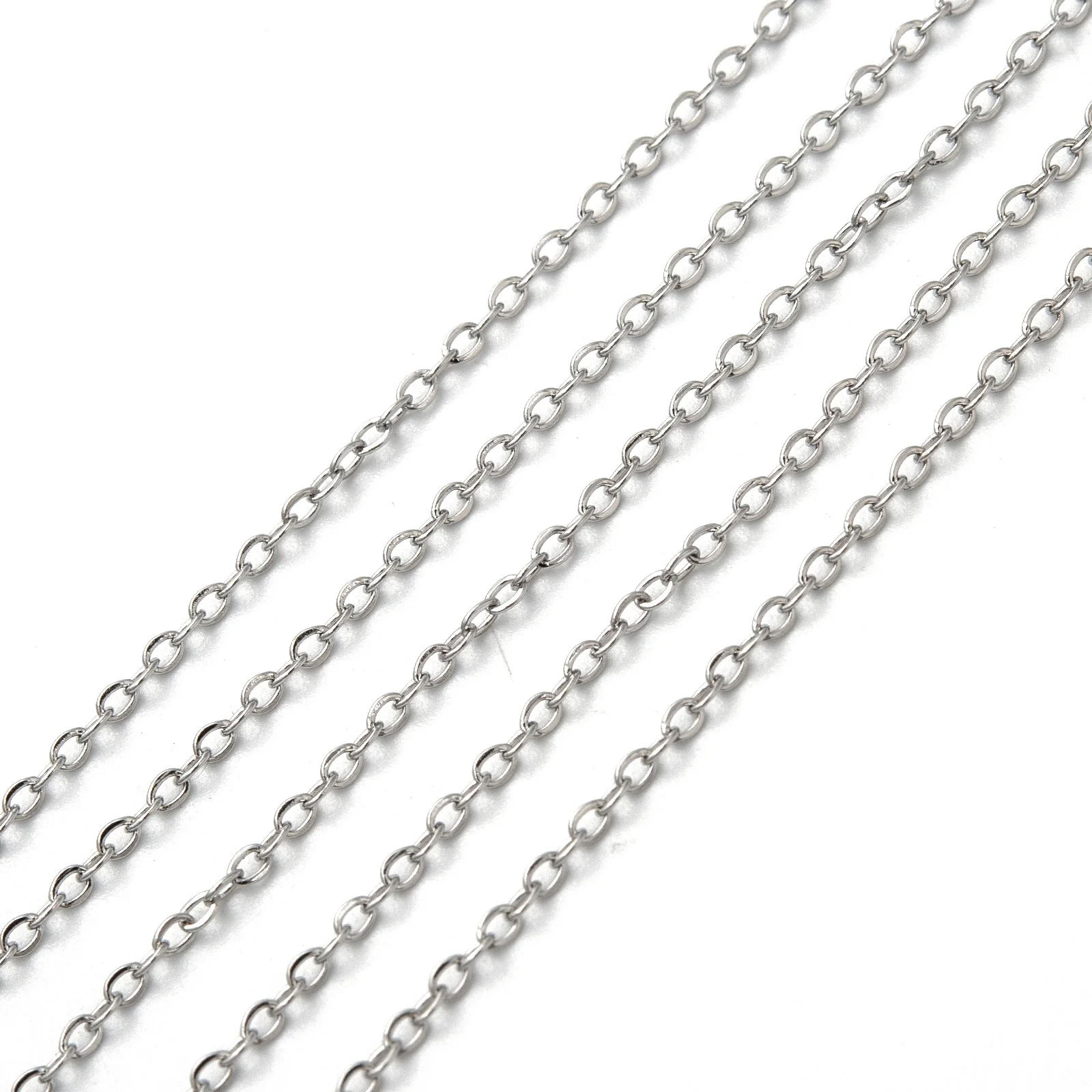

10m 304 Stainless Steel Cable Chains Soldered Flat Oval Links Cross Chains For Jewelry Making DIY Bracelet Necklace 1.5x1.2mm