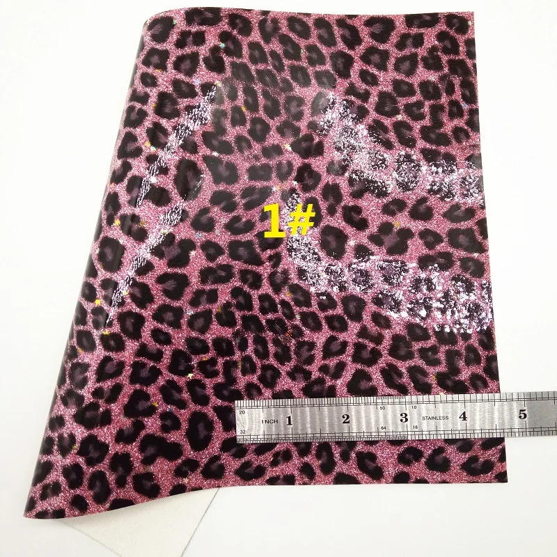 Розовая блестящая ткань леопардовая из искусственной кожи листы замши и для
