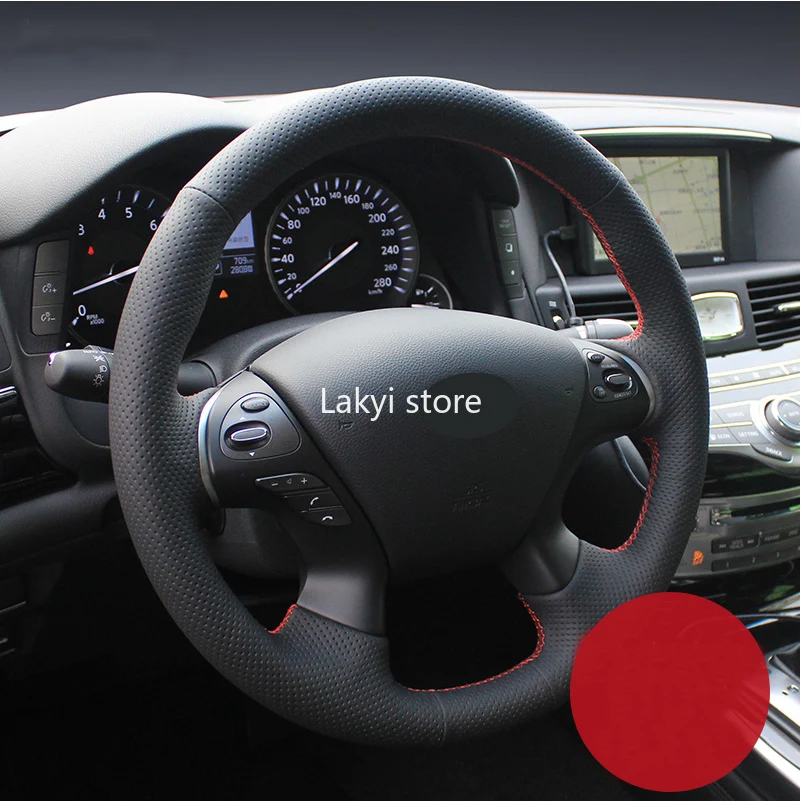 

DIY Hand Stitch Fur Leather Car Steering Wheel Cover for Infiniti Q50 Q60 Q70 QX30 QX50 QX60 QX70 QX80 M25 M35 G25 G35 G37 ESQ