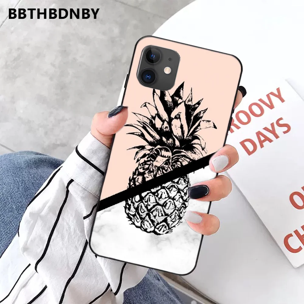 Ананас кактус авокадо черный ТПУ мягкий резиновый Телефон чехол для iPhone 5 5S SE 5C 6 6S