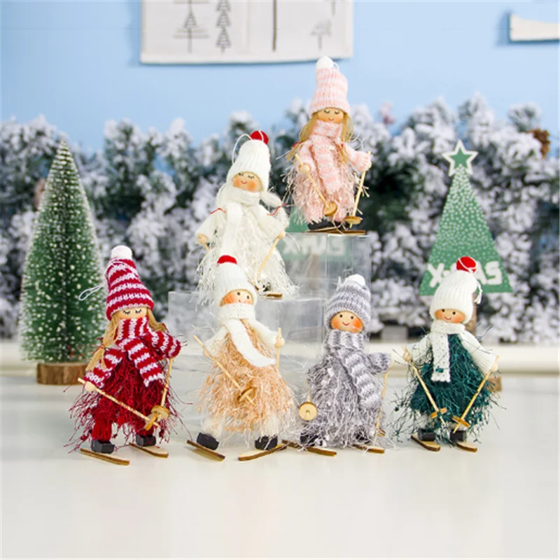 Christmas Decoration Doll Merry Christmas Yarn Tassel Ski Doll Ornaments Christmas Tree Decoration Pendant Christmas Gift Natal