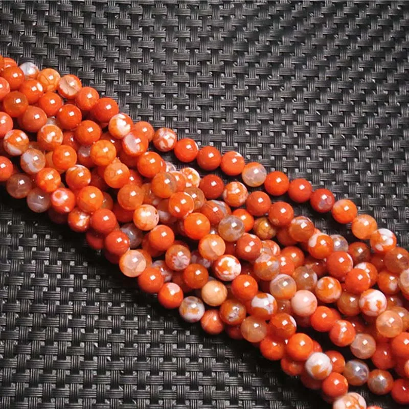 

6-8mm Natural Orange Fire Agate smooth round Stone Beads For DIY necklace bracelet jewelry making 15 "free delivery