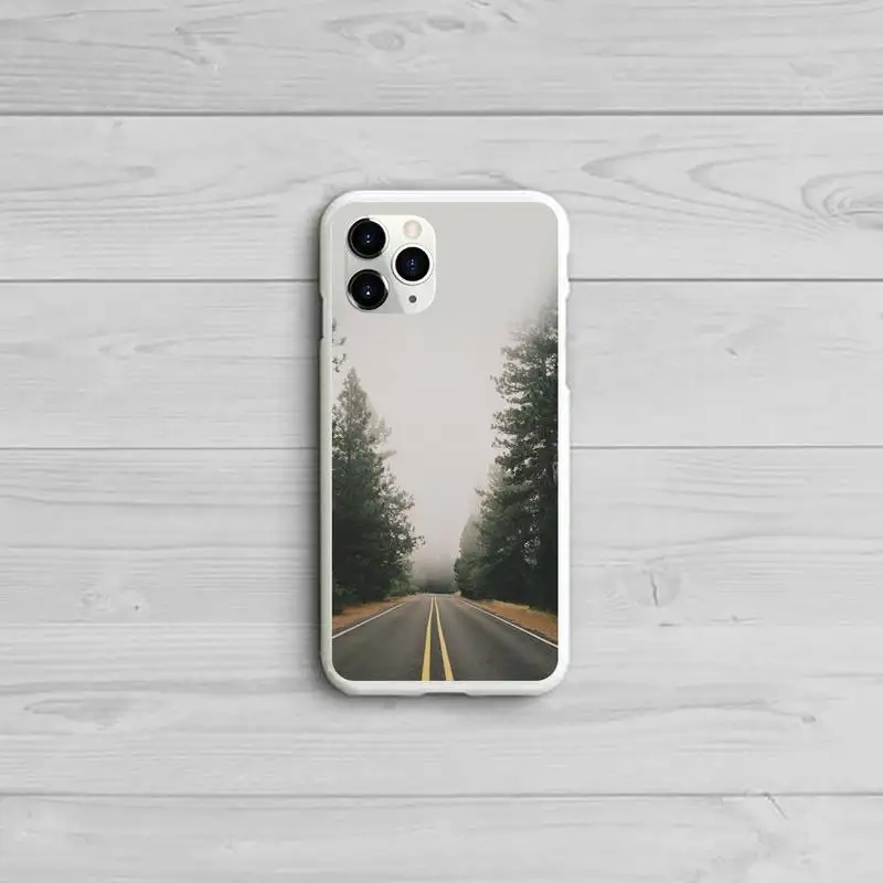

Travel mountain road Phone Case Candy Color White for iPhone 11 pro XS MAX 8 7 6 6S Plus X 5S SE 2020 XR