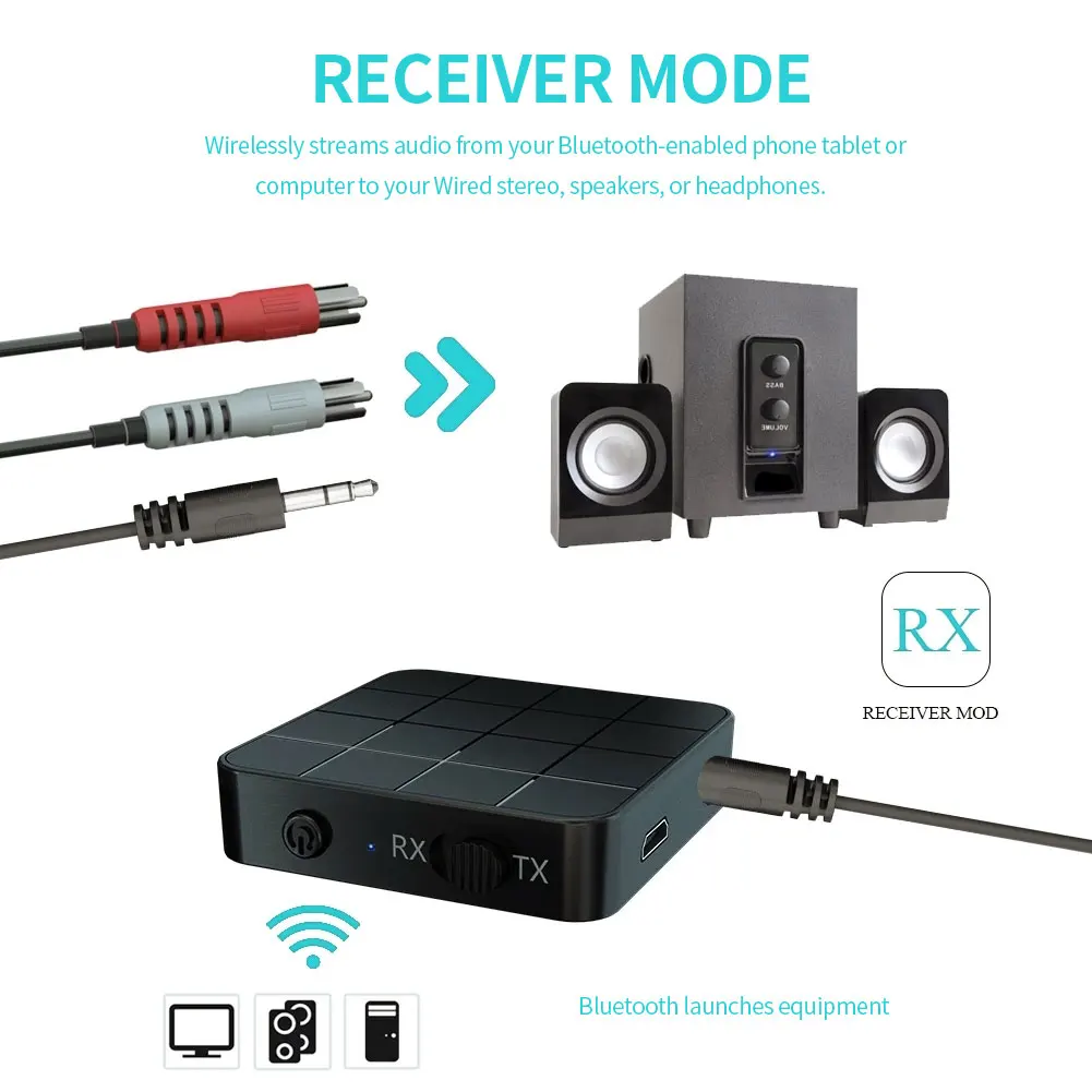 

Bluetooth 5.0 Audio Receiver Transmitter 3.5mm AUX Jack RCA USB Dongle Wireless Adapter Stereo System For Car TV PC Speaker