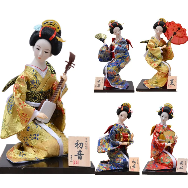 

MYBLUE 30cm Kawaii Japanese Anime Geisha Kimono Doll Japanese House Decorative Figurine Home Room Decoration Accessories Mordern