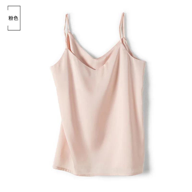 Корейский топ без рукавов для женщин атласные свободные топы рубашки Летний