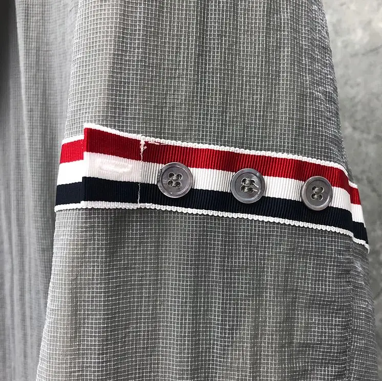 

2021 Fashion TB THOM Brand Blazer Men Casual Suit Striped Men's Uv Sun Protection Jacket Summer Thin Breathable Quick Dry Coat