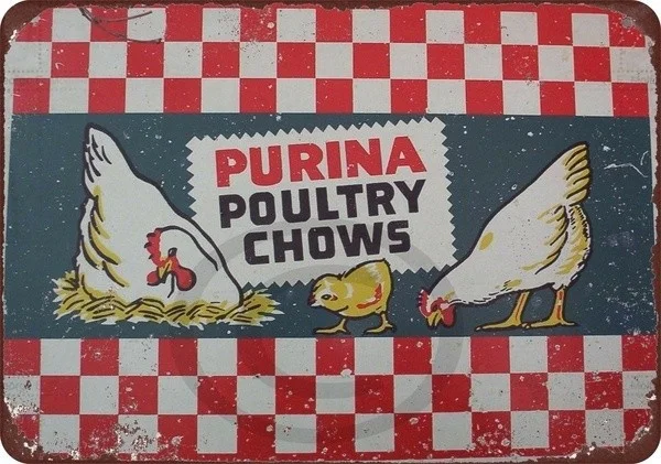 

Purina Poultry Chows Metal Plaque Tin Sign Poster Country Farm Chicken House Home Wall Decoration Retro Metal Plate 12*8 Inch