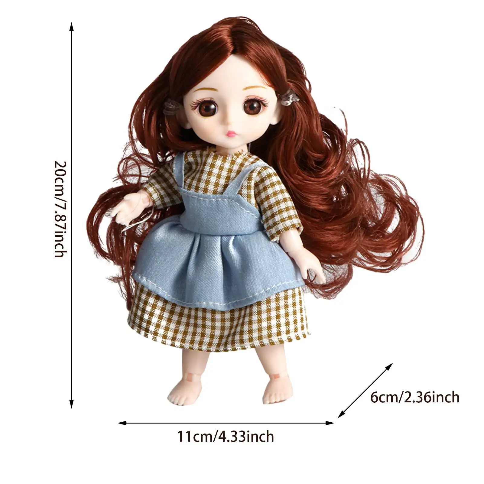 

New 20cm 1/6 BJD Doll Makeup 4D Eyes Simulation Eyelash Dress Up Fashion Cute Dolls with Clothes Toy for Girls Gift