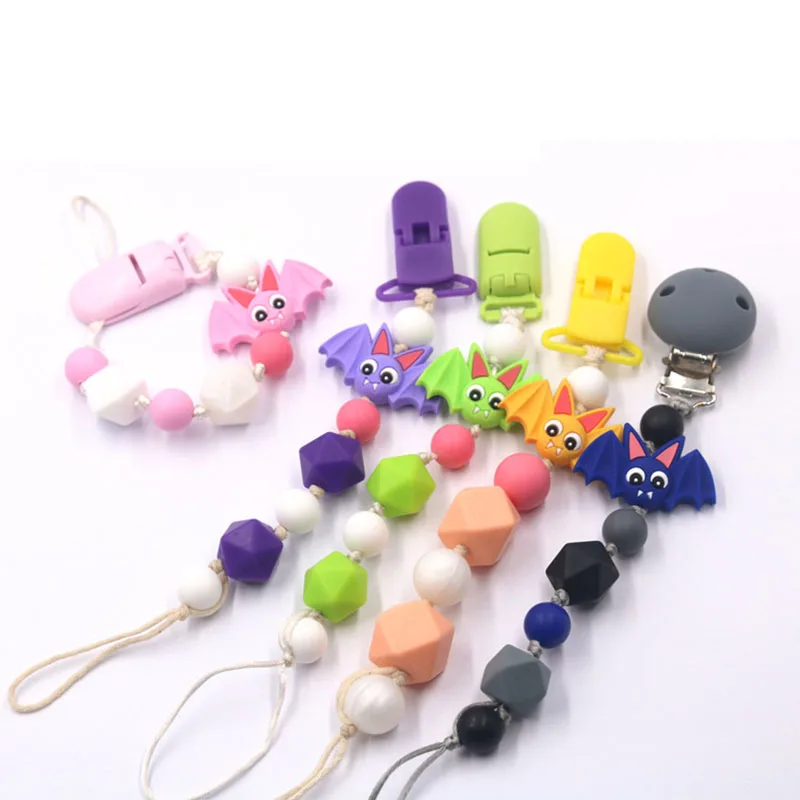 5Pcs Silicone Bat Beads Loose Chew Bead DIY Pacifier Chain Necklace Baby Teether Molar Toy | Teethers