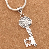 saint charm beads benedict medal cross key 62 6x19 7mm dangle fit european bracelets jewelry diy b1685 50pcs zinc alloy