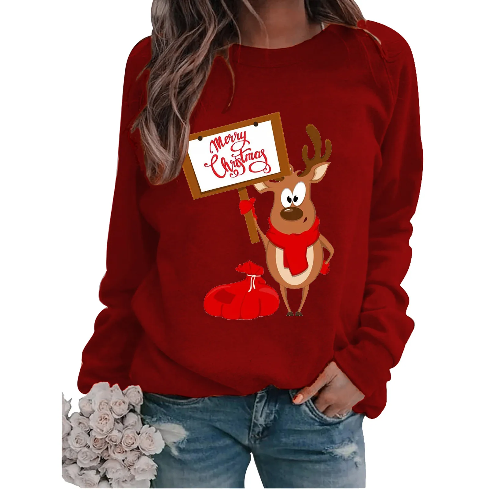 

Print Pullover Casual Fashion Long-sleeved Sweatshirt Women Blouse Warm Winter Women's Blouse Casual Shirt