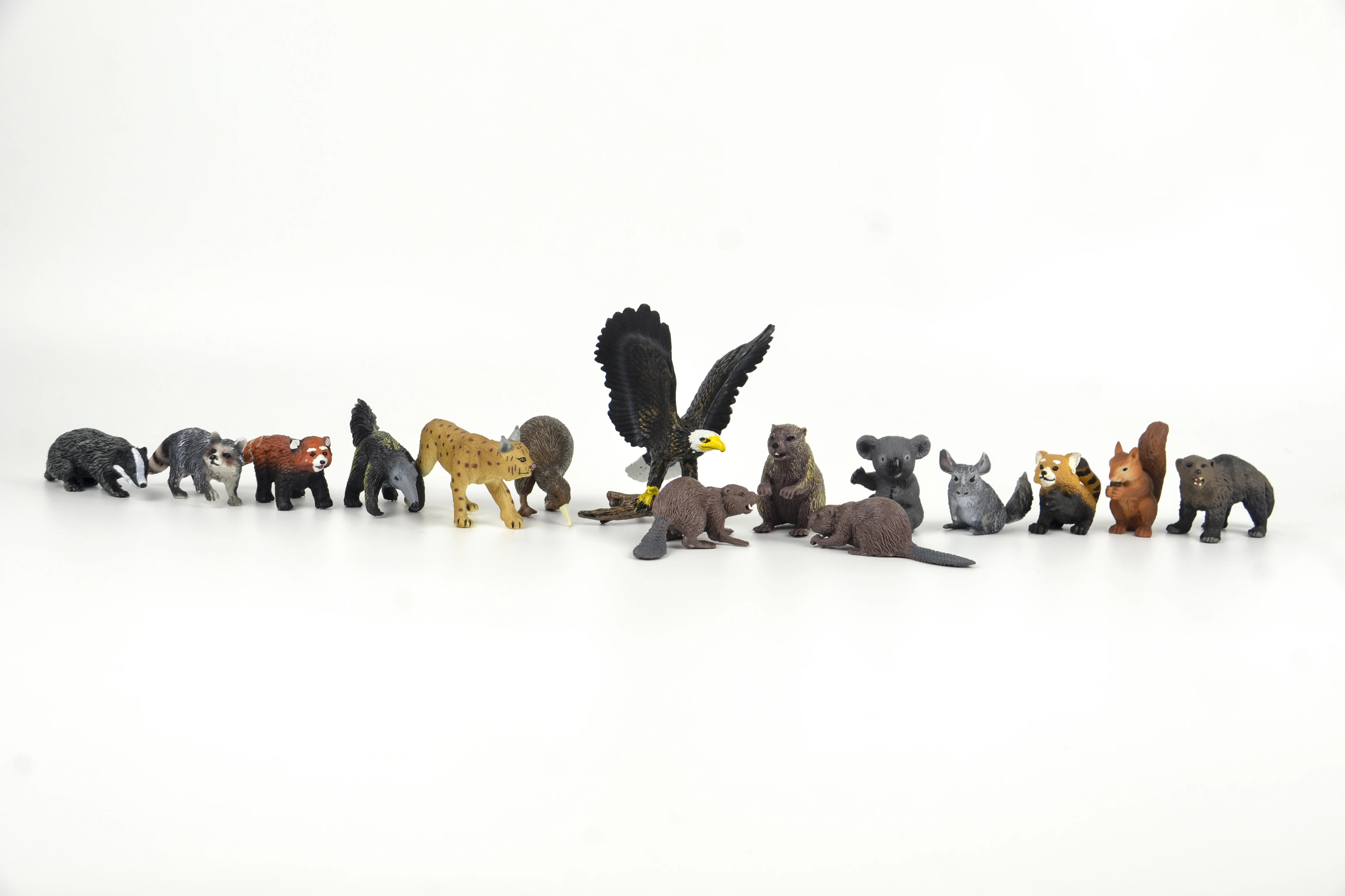 

63pcs wild zoo jungle forest asian America animals sets deer tiger kangaroo alpaca bear panda fox bison model toys children gift