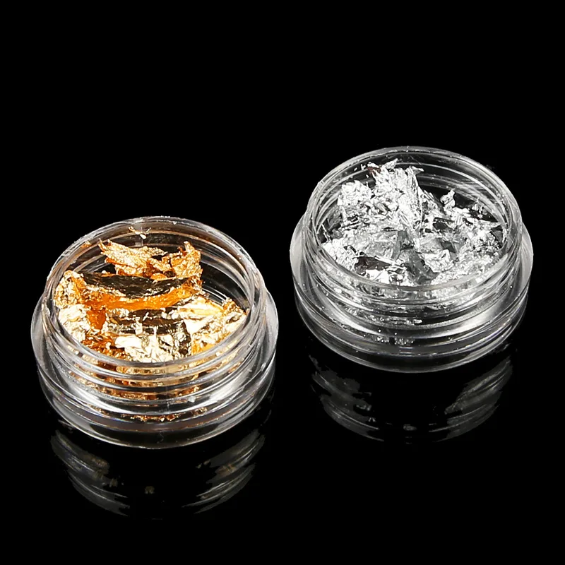 2 Boxes Gold Silver Nail Art Foil Paper Irregular Aluminum Sticker For Nails Manicure 3D Glitter Gel Polish Decoration | Красота и
