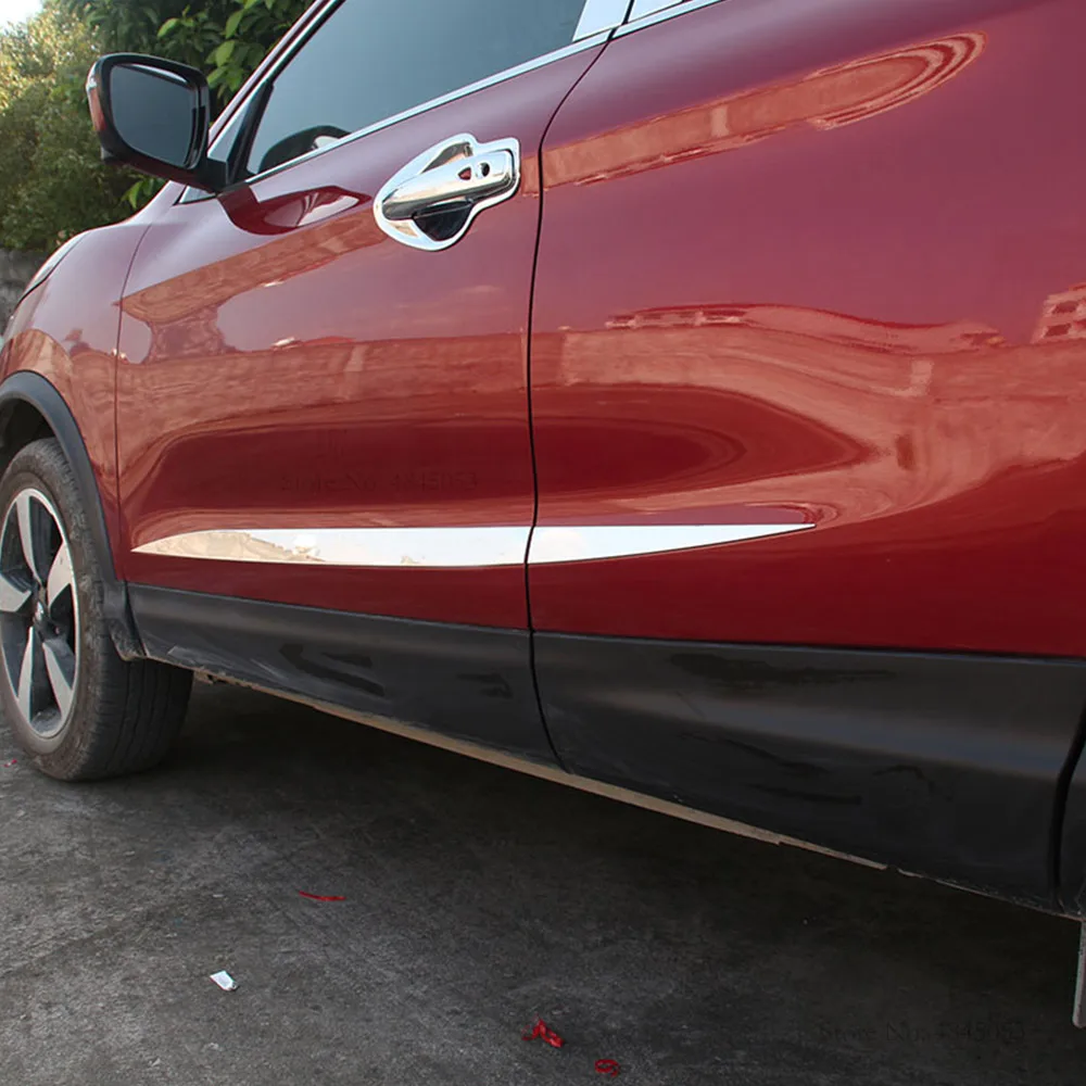 Outer Part Stainless Steel Side Door Body Moulding Trim Strip Liner Protector Cover 4Pcs For Nissan Qashqai 20162017 2018 2019 | Автомобили