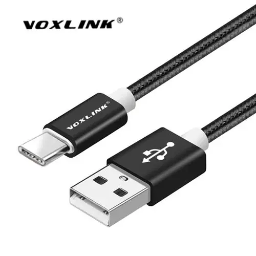 black VOXLINK USB кабель с нейлоновой оплеткой type-C кабель для быстрой зарядки для samsung Galaxy Usb кабель для Macbook Xiaomi Mi 8 A1 шнур для зарядки - Цвет: black