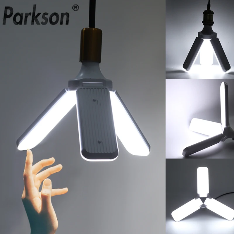 E27 светодиодная лампа Складной вентилятор лопасти лампы AC 220V 45W LED складной лист