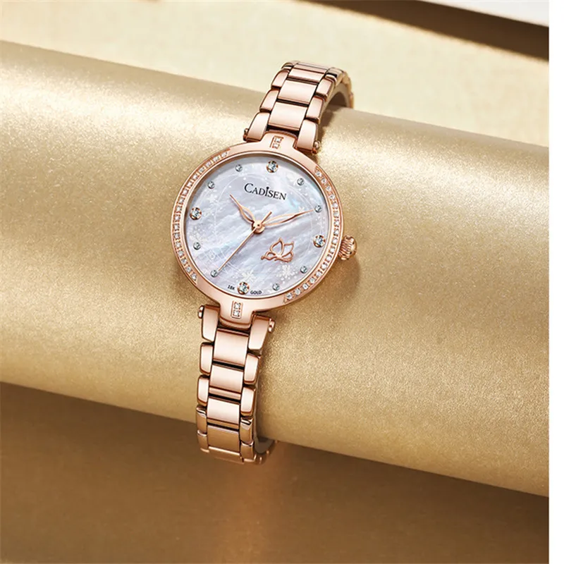 CADISEN Women Watches 18K GOLD Bracelte diamond Designer Ladies Watch Luxury Brand Ultra-thin dial Wrist Watch Gift For Women enlarge