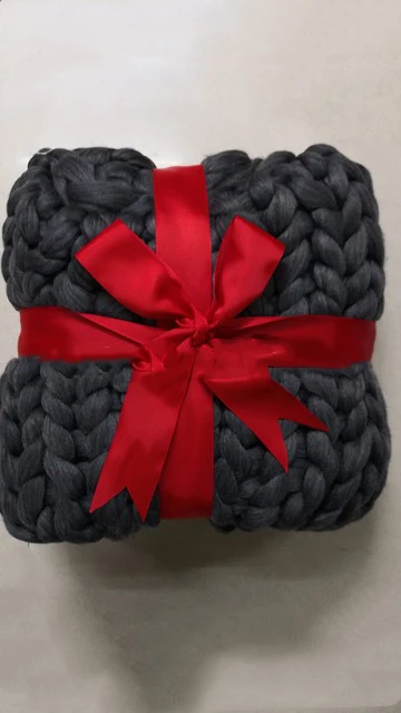 Dark Gray 2x2 м одеяло крупной ручной вязки Большая мягкая теплая зимняя кровать диван одеяло толстая пряжа мериносовая шерсть объемное вязаное одеяло - Цвет: Dark Gray