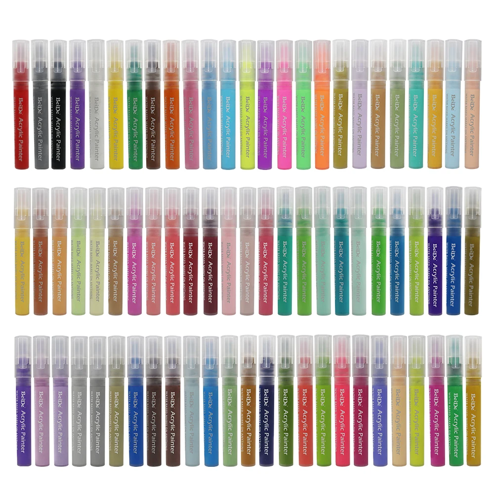 56 Colors Acrylic Paint Pens Water Resistant Paint Markers  for Rock Painting, Stone, Glass, Metal and Ceramic DIY Art