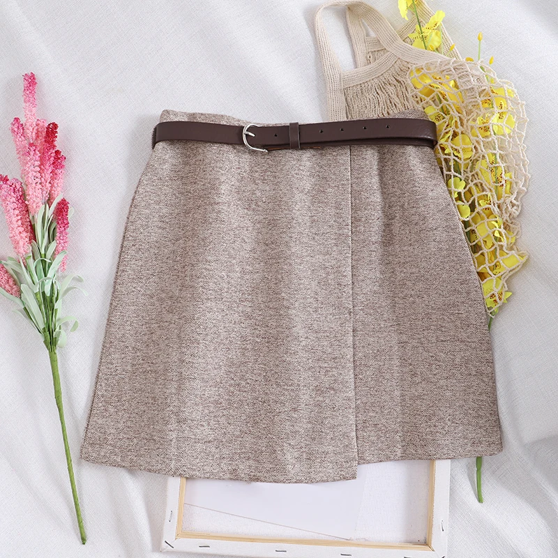 Корейская женская однотонная трапециевидная юбка в стиле Харадзюку