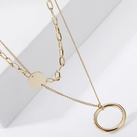 2021 fashion design feeling alloy ring pendants tide female creative personality type o gold plated necklace set of chain