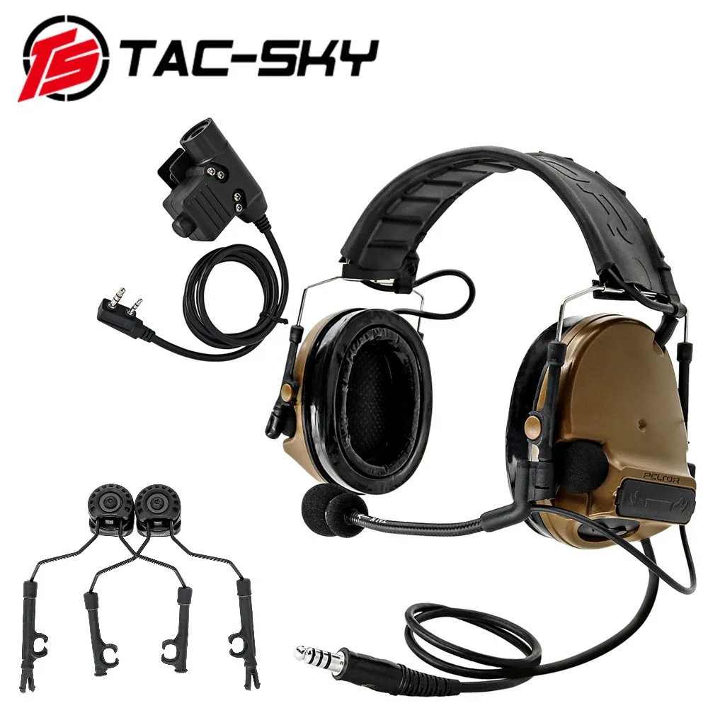 

TAC-SKY new detachable headband COMTAC III noise-cancelling pickup tactical headphones + U94 PTT + tactical helmet track adapter