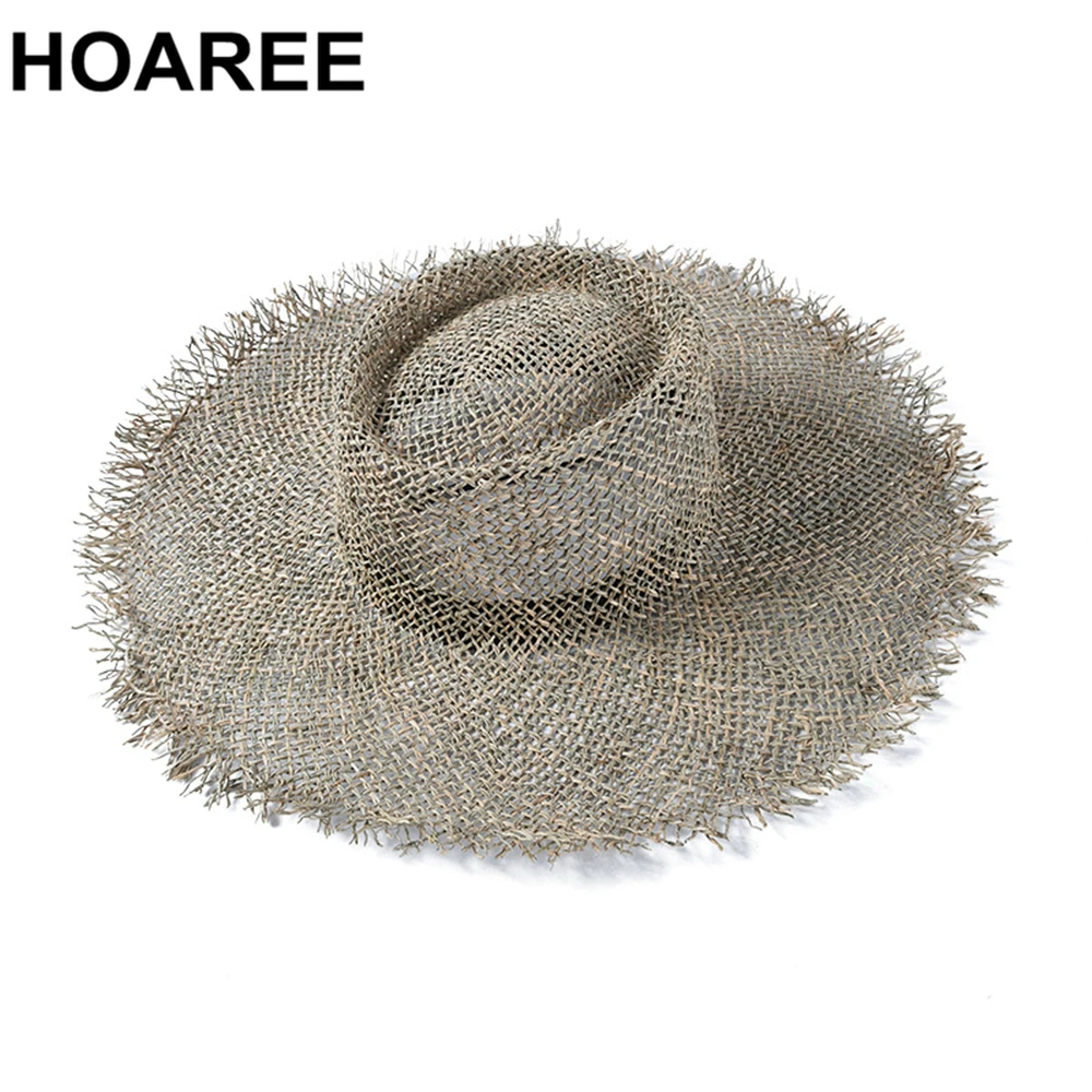 

HOAREE Sun Hat For Women Straw Hat Summer Wide Brim Sombrero Female Beach Holiday Hollow Out Hand Knitting Ladies Hat