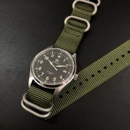 green color band 39 мм пилот Часы мужские из нержавеющей стали дайвер часы 200 м Водонепроницаемость NH35 движение сапфировое стекло - Цвет: green color band
