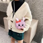 Детская Наплечная Сумка для девочек, милый мультяшный мешок из искусственной кожи с принтом кролика и бантом, квадратные карманные мессенджеры на молнии, 3 цвета