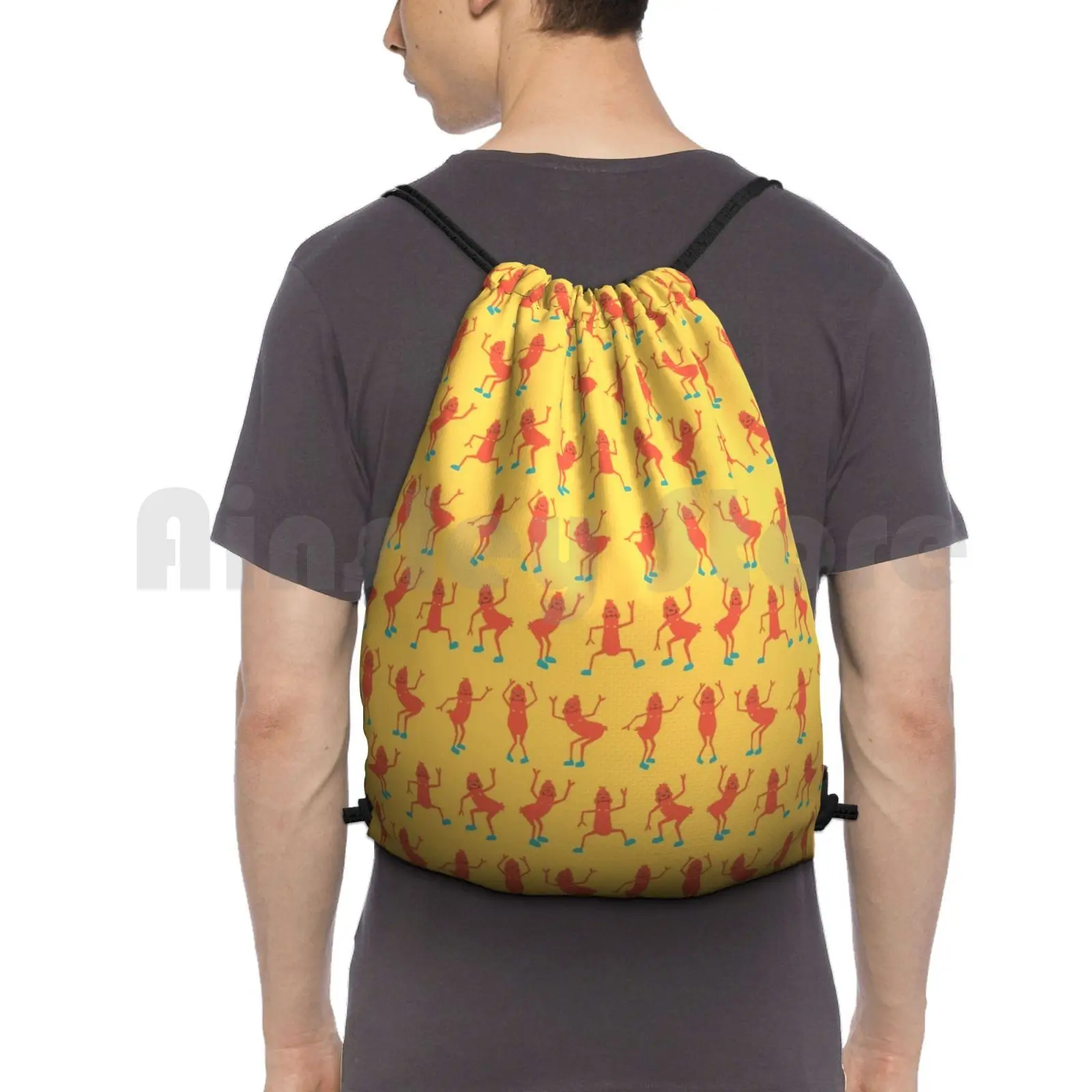 

Dancing Sausage Backpack Drawstring Bags Gym Bag Waterproof Sausage Dancing Cute Funny Humorous Fun Lively Young Fresh
