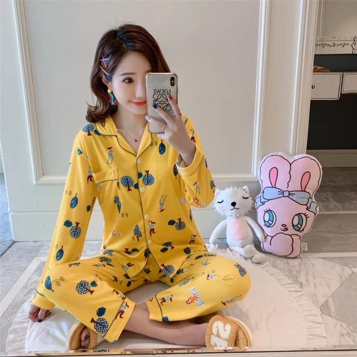 Пижамы для девочек Сезон осень зима Удобные женские пижамные комплекты с