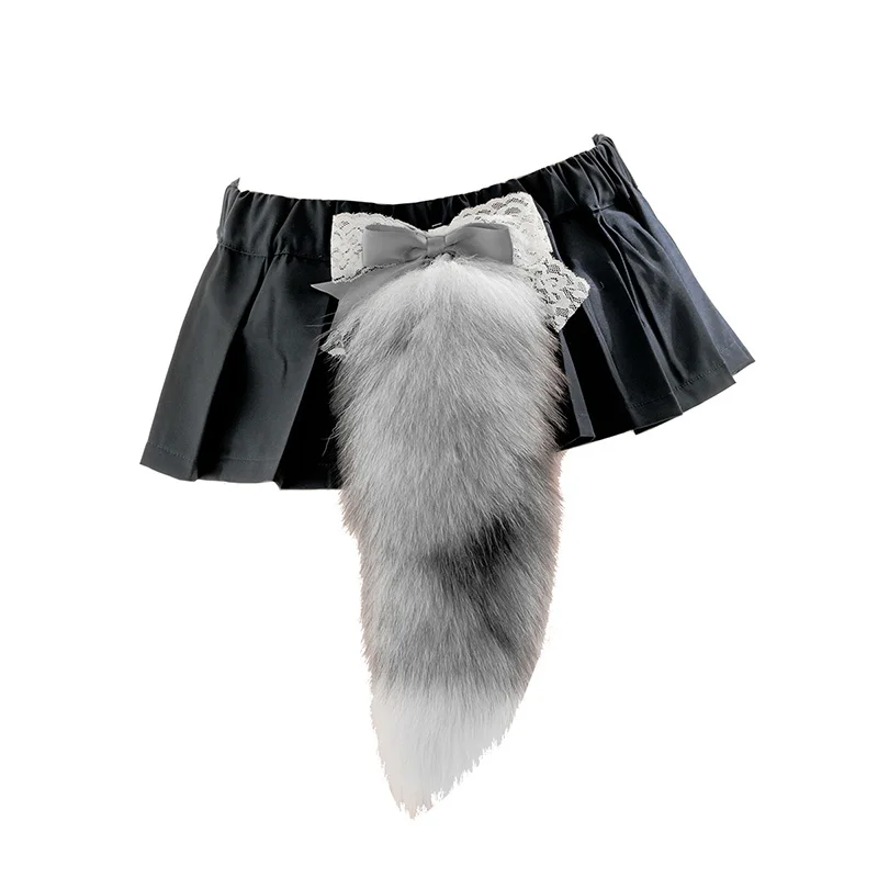 

Japanese Women Sweet Cat Tail Girls Student Kawaii Sexy Cute Plush Lace Bowknot Long Tail Fox Cat tail Cosplay