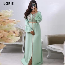LORIE Beading Green Moroccan Kaftan Formal Evening Dresses with Long Sleeve Prom Special Occasion Gowns Mother Dress Vintage (1)