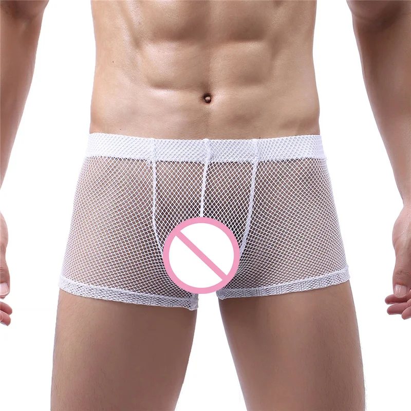 Женские сексуальные сетчатые мужские трусы ажурные боксеры прозрачное