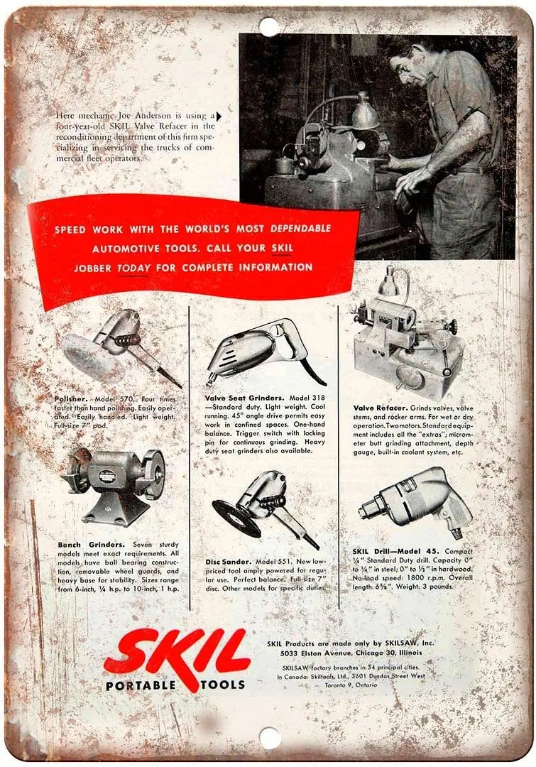 

Skil Portable Tools Vintage Ad 10" X 7" Reproduction Metal Sign Z178