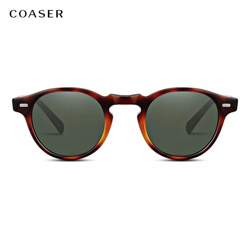 

COASER OV5186 Round Acetate Eyeglasses Frame Polarized Sunglasses Men Women Brand Designer Vintage Gafas De Sol Sun Glasses