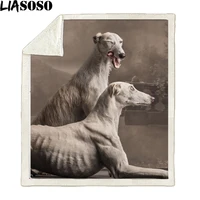 liasoso 3d printing animal blanket whippet thickening quilt home sofa bed cover soft coral fleece sherpa plush plaid blanket