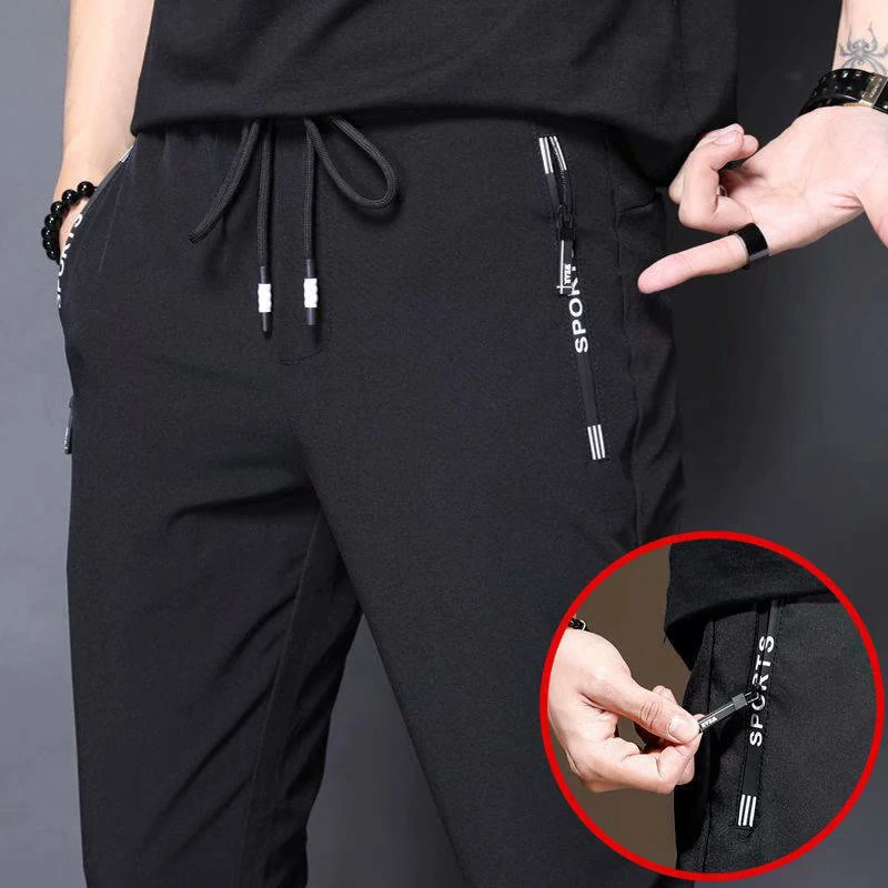 

Summer Thin Men's Sports Pants Men Casual Pants Korean Elasticity Feet Quick Dry Pants Straight Brand Business Suit Trousers