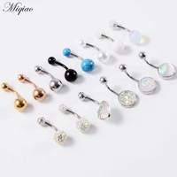 miqiao 10pcs hot sale stainless steel opal magic color fish scale belly button ring body piercing jewelry