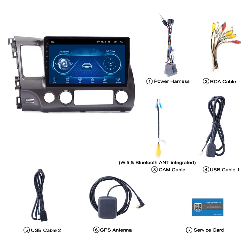 Wanqi Android 9 1 автомобильный DVD аудио Радио мультимедийный плеер 10 дюймов для Honda Civic