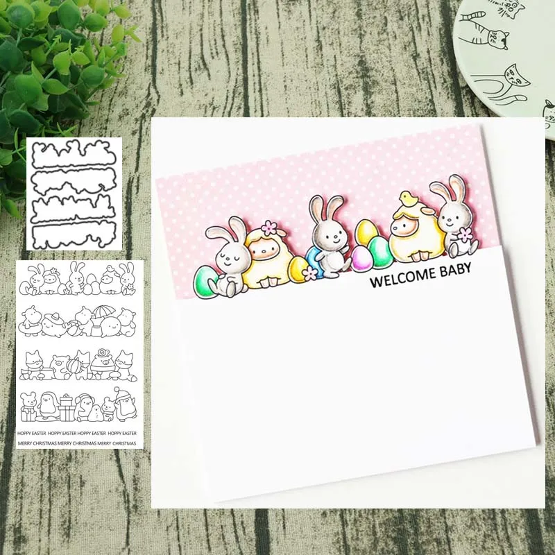 Металлические штампы с животными и прозрачные трафареты для сделай сам