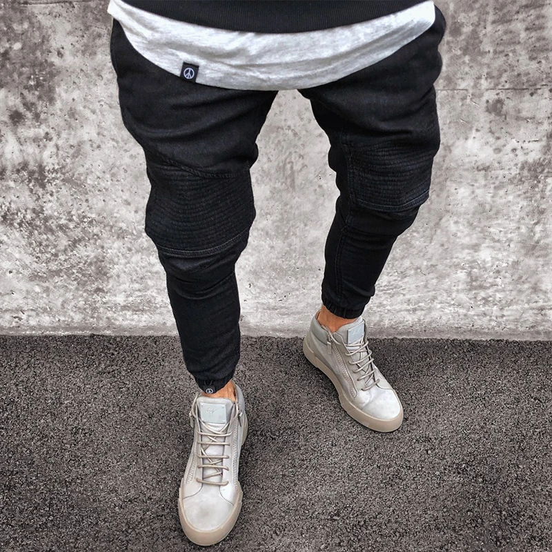 

Workwear Jeans Men's Stretch Skinny Jeans Men's Street Solid Color Jeans With Pockets Hip-Hop Style