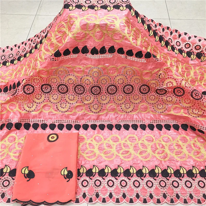 

5+2 yards New arrival Stone african Bazin riche fabric with beads embroidery lace With scarf dress material Nigerian 9L051202